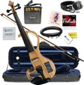 Electric Violin Bunnel Edge Outfit 4/4 Full Size Clearance (Light Zebrano) — With Carrying Case and Accessories - Mini Amp - Headphone Jack - Piezo Ceramic Pick-up - from Kennedy Viol