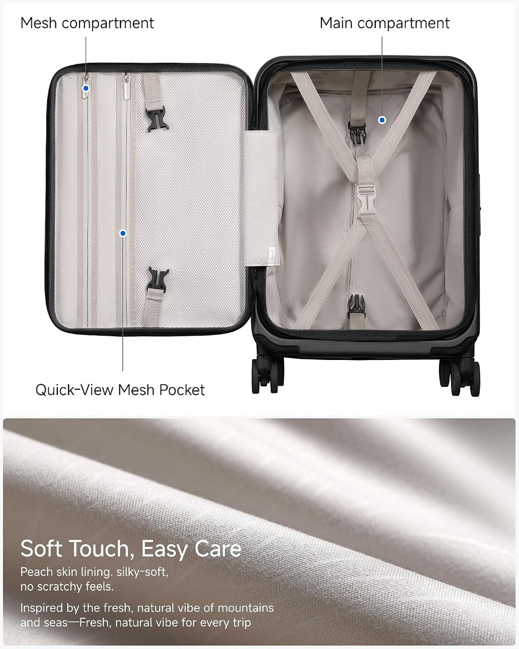 LUGGEX Carry On Luggage Top Opening, FLT Hard Shell Suitcase and Travel Packing Cubes Bundle – Travel Essentials (FX-Lite, 20 Inch)