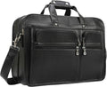 Men's Full Grain Leather Briefcase Large 17 Inch Business Travel Laptop Messenger Bag Tote with YKK Metal Zippers