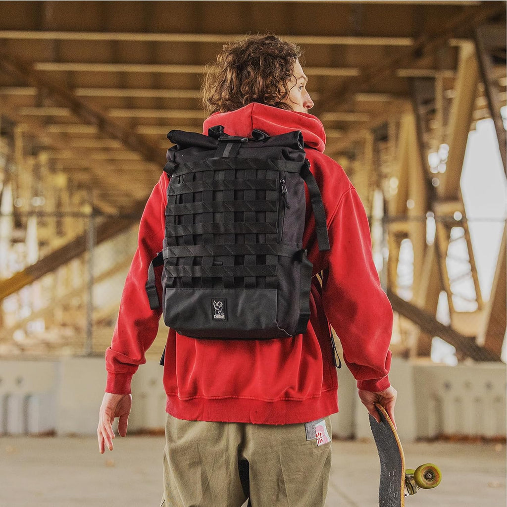 Chrome Industries Barrage 22L Moss X Roll-Top Backpack – Water Resistant Bag for Work, School, Travel – Features Cargo Net & Laptop Pocket