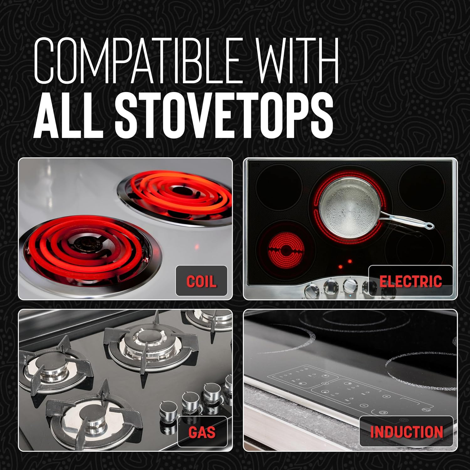 Hell's Kitchen 3-Piece Hybrid Cookware Starter Set, Tri-Clad Stainless Steel & PFAS-Free Ceramic Nonstick, no PFOA, no PTFE, no Teflon, Non Toxic Cookware, Metal Utensil Safe, All cooktops & Oven Safe