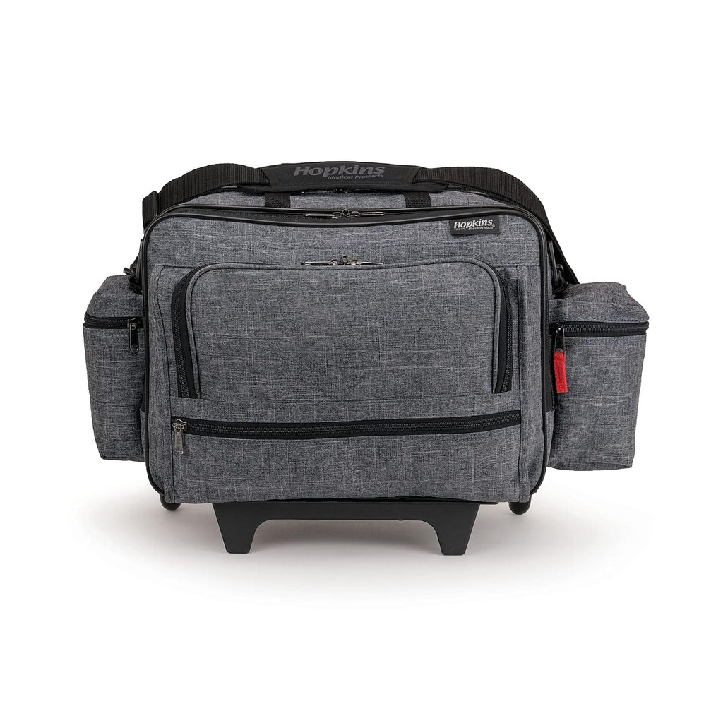 Hopkins Medical Products Antimicrobial Rolling Medical Bag: Waterproof, Lockable File Pocket, Wide Wheel Base - Perfect for Busy Healthcare Pros, 36.5' Handle