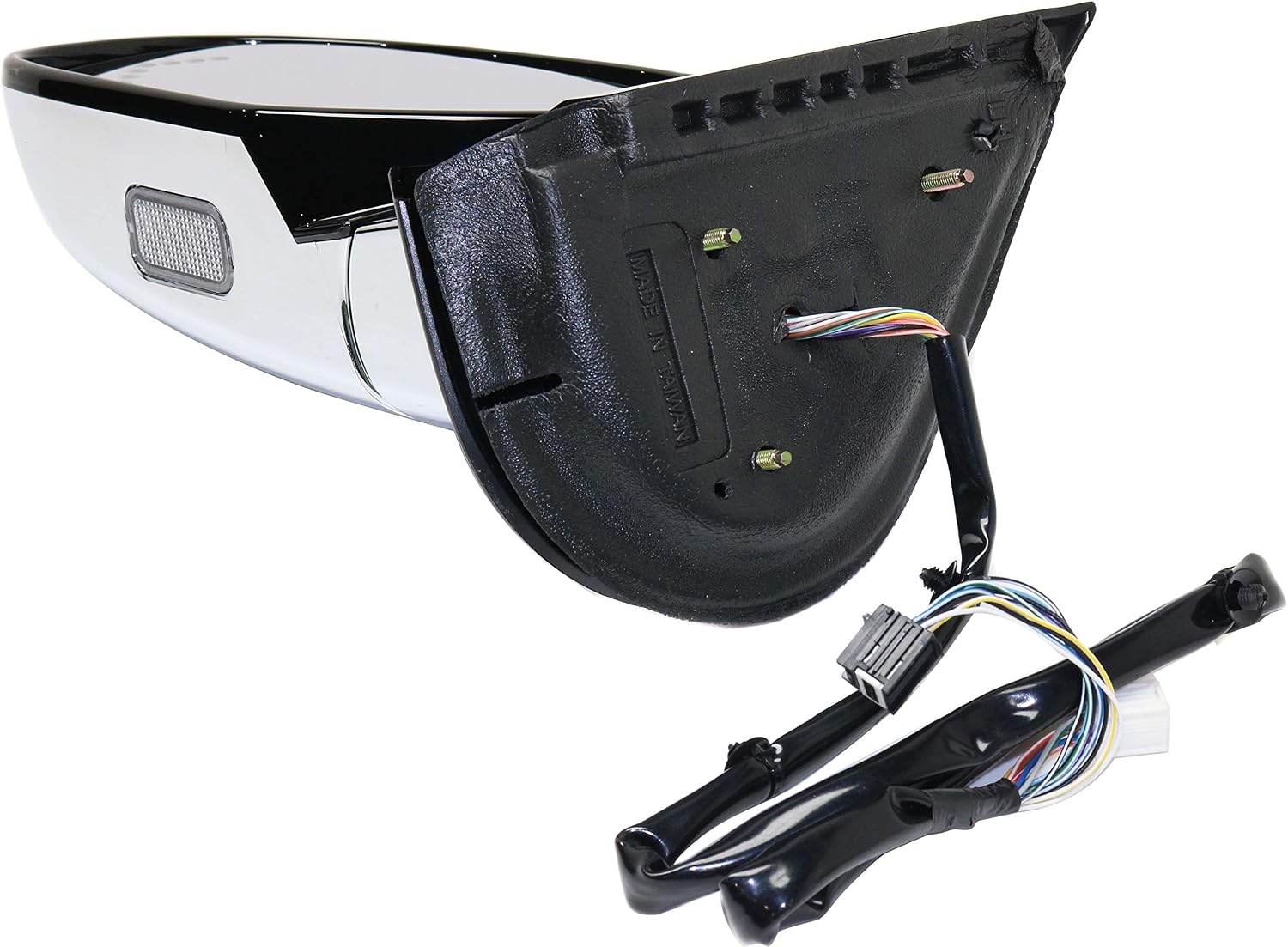 Kool Vue Driver Side Power Heated Mirror, Fits Cadillac Escalade ESV 2007-2014, Side Mirror Replacement, Power Fold With Signal Light, Without Blind Spot Monitor, Chrome