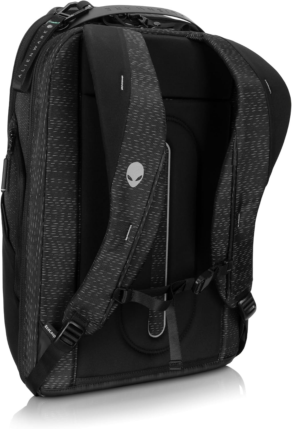 Alienware AW724P Horizon Travel Backpack - Fits upto 18-inch, 840D Fabric, EVA Foamed, Weather-resistant, Shockproof, Padded Shoulder Strap, Padded Back, RFID Blocking Pocket - Galaxy Weave Black