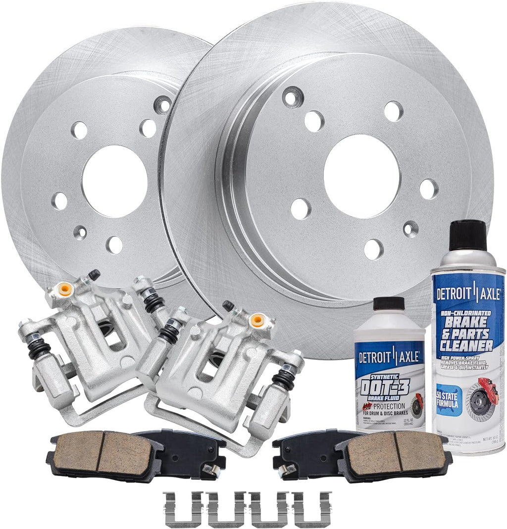 Detroit Axle - Rear Brake Kit for 10-17 Chevrolet Equinox GMC Terrain Disc Brake Rotors Brake Calipers 2010 2011 2012 2013 2014 2015 2016 2017 Ceramic Brakes Pads Replacement
