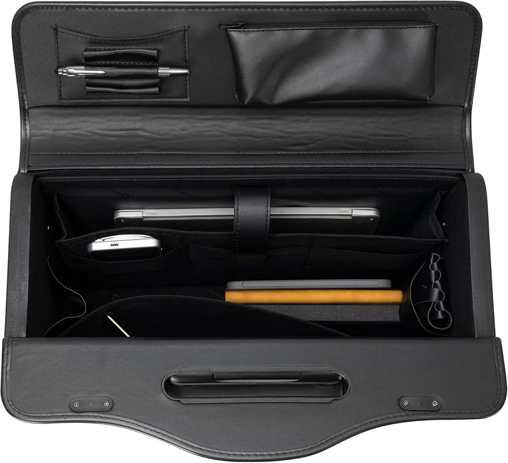 Alpine Swiss Wheeled Briefcase | Rolling Briefcase Locking Telescopic Handle 4 Replaceable Wheels | Pilot Lawyer Litigator Attache Case | 17' Laptop Compartment | Dual Combo Locks | Organizer Pockets