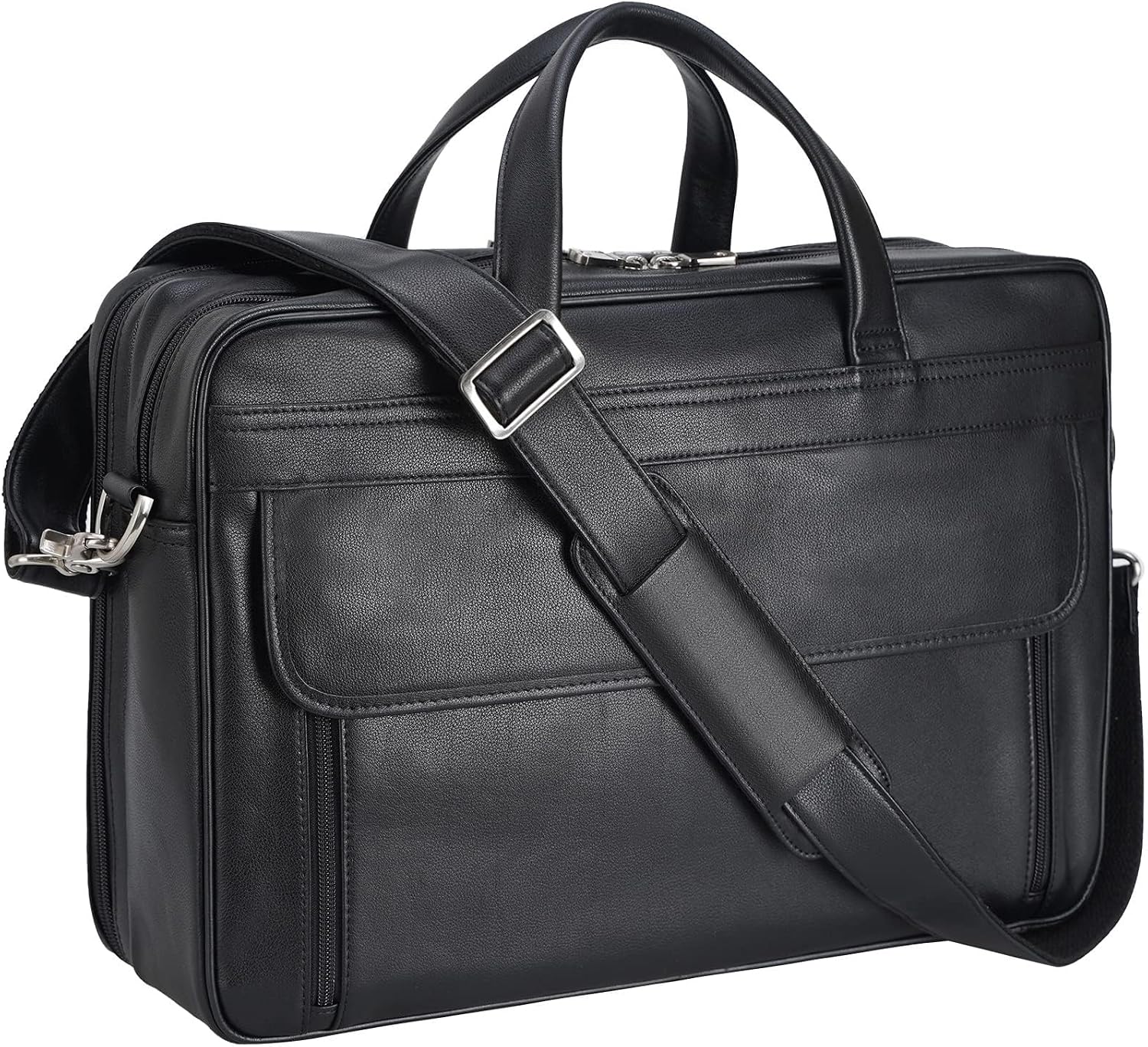 Masa Kawa Leather Briefcase for Men 15.6', 17' Laptop Computer Case Business Travel Work Messenger Cross Body Shoulder Bag
