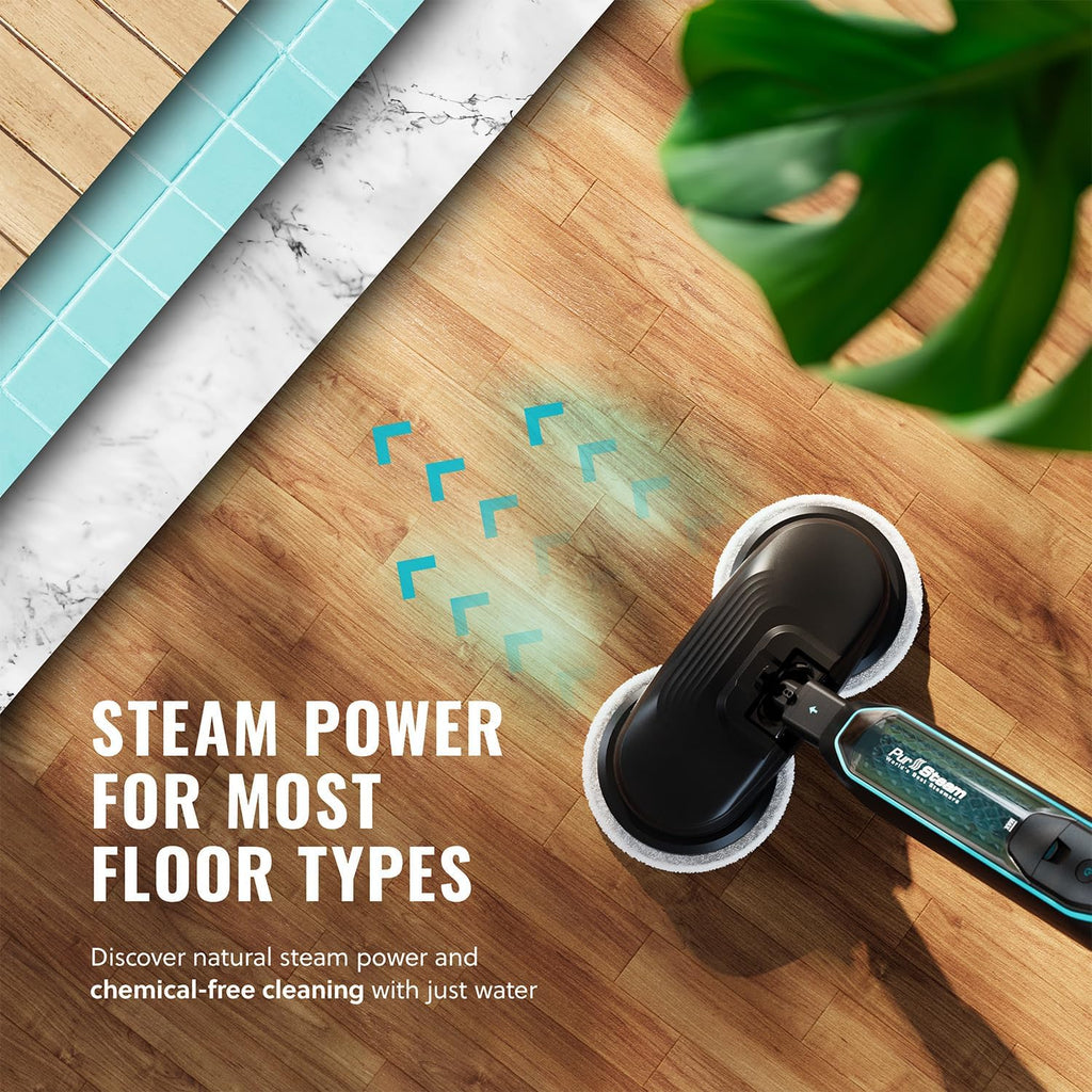 Pursteam New & Improved ScrubMaster Steam Mop with Dual Scrubbing LED Head