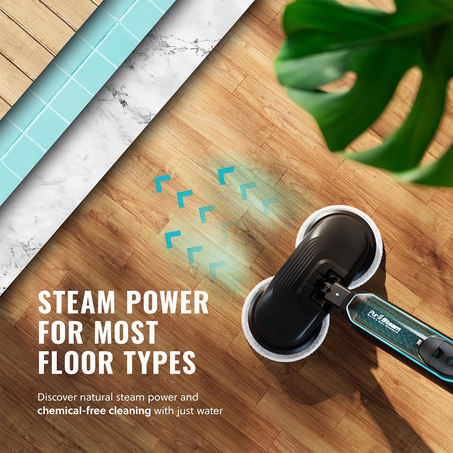Pursteam New & Improved ScrubMaster Steam Mop with Dual Scrubbing LED Head