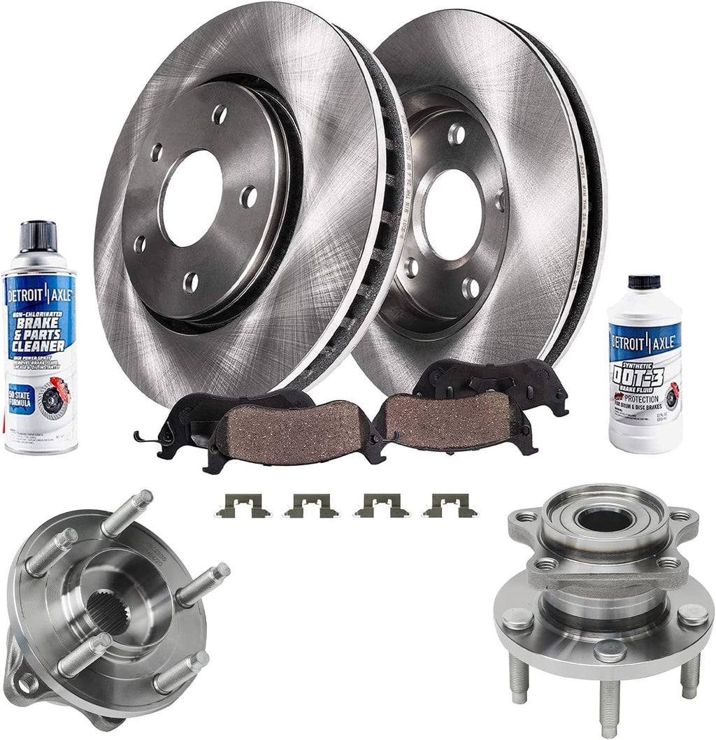 Detroit Axle - Rear Brake Kit for AWD 07-10 Ford Edge Lincoln MKX Disc Brake Rotors Ceramic Brakes Pads Replacement 2007 2008 2009 2010 Wheel Bearing Hubs: 11.89'' inch Rotor