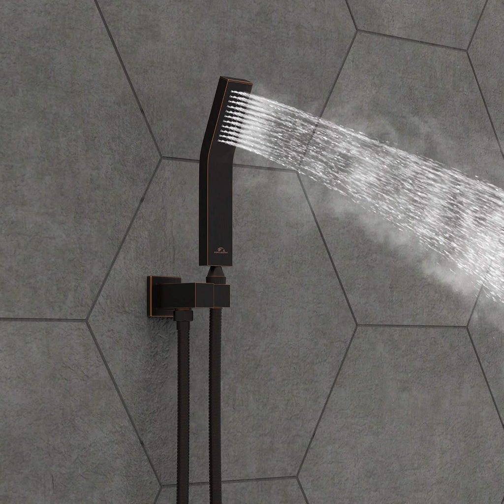 SunCleanse Rainfall Shower Faucet Set Oil Rubbed Bronze Shower Combo Set for Bathroom with High Pressure 10 inch Shower Head with Handheld Shower Valves Shower Head and Handheld Ceiling Mounted