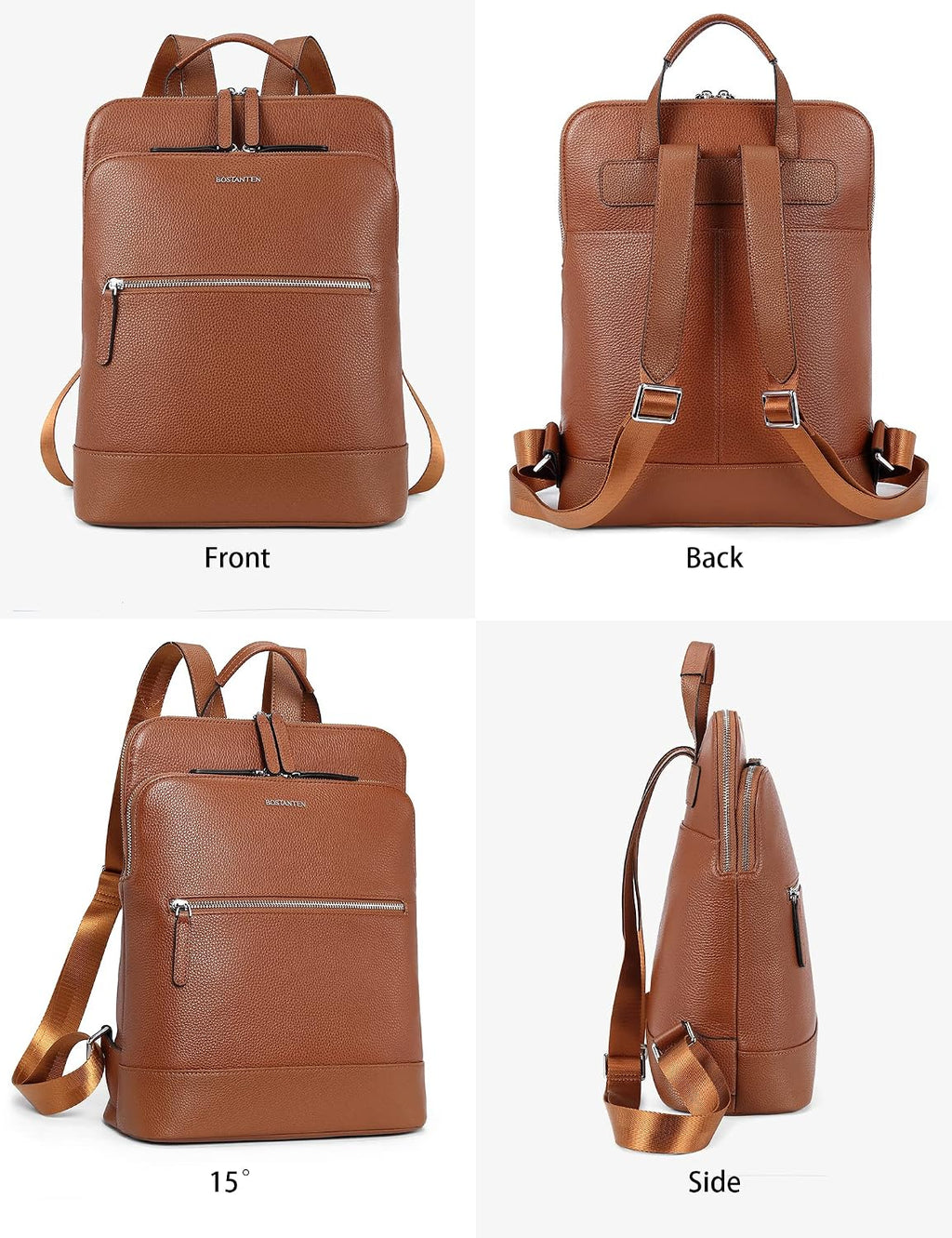 BOSTANTEN Leather Laptop Backpack for Women 15.6 inch Computer Bag Travel Work Daypack
