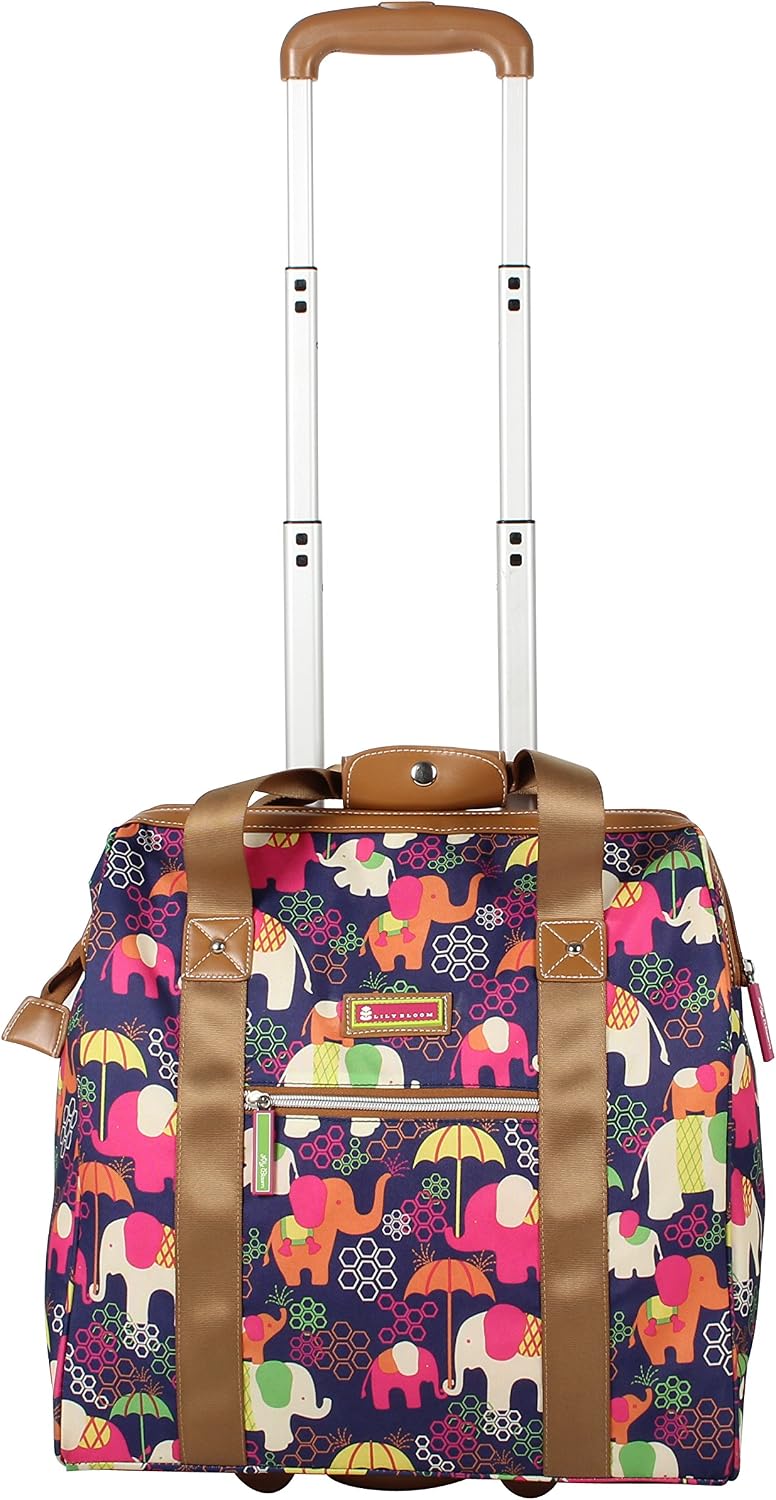 Lily Bloom Design Pattern Carry on Bag Wheeled Cabin Tote (Elephant Rain)