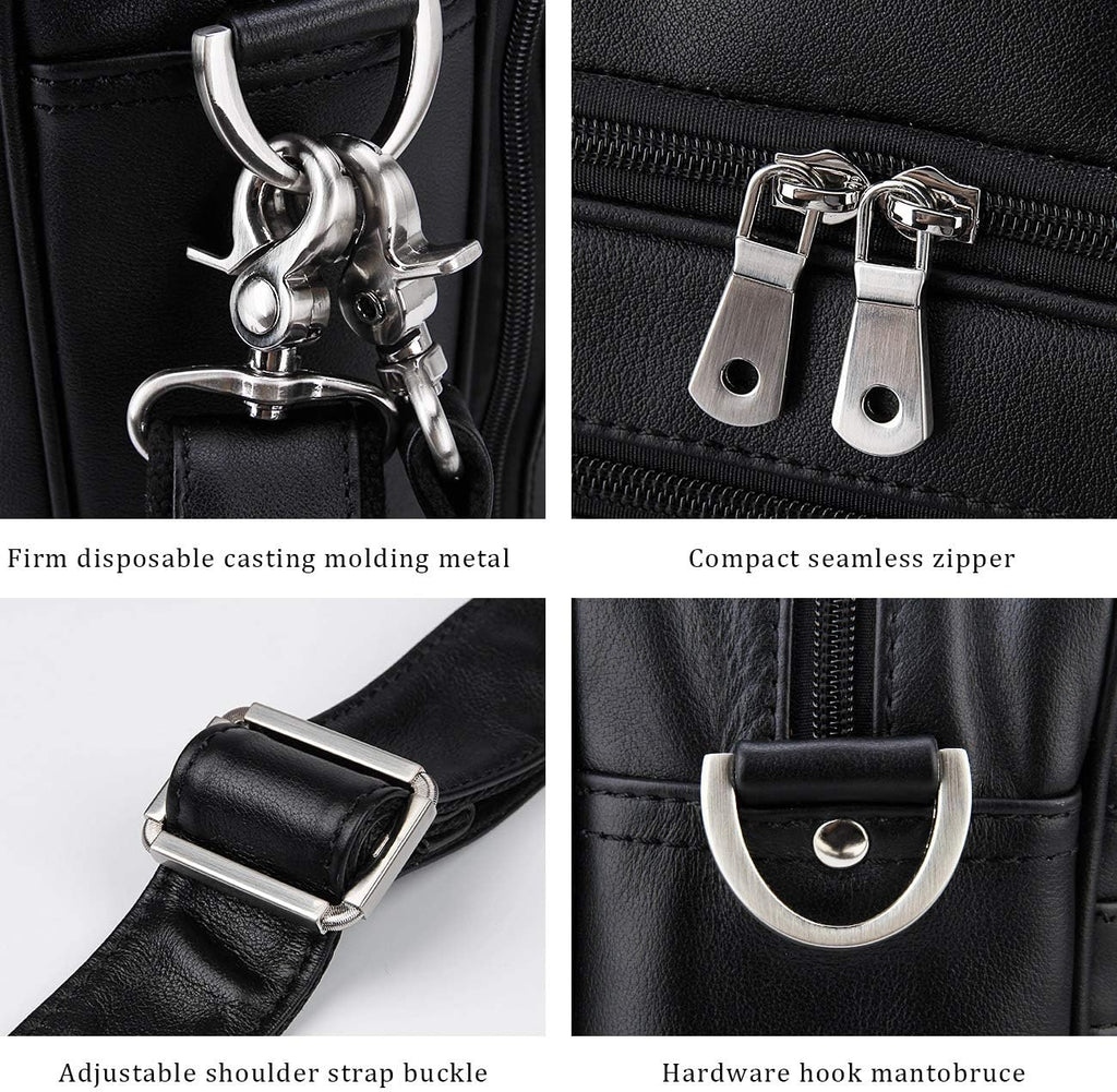 Augus Business Travel Briefcase Genuine Leather Duffel Bags for Men Laptop Bag fits 15.6 inches Laptop