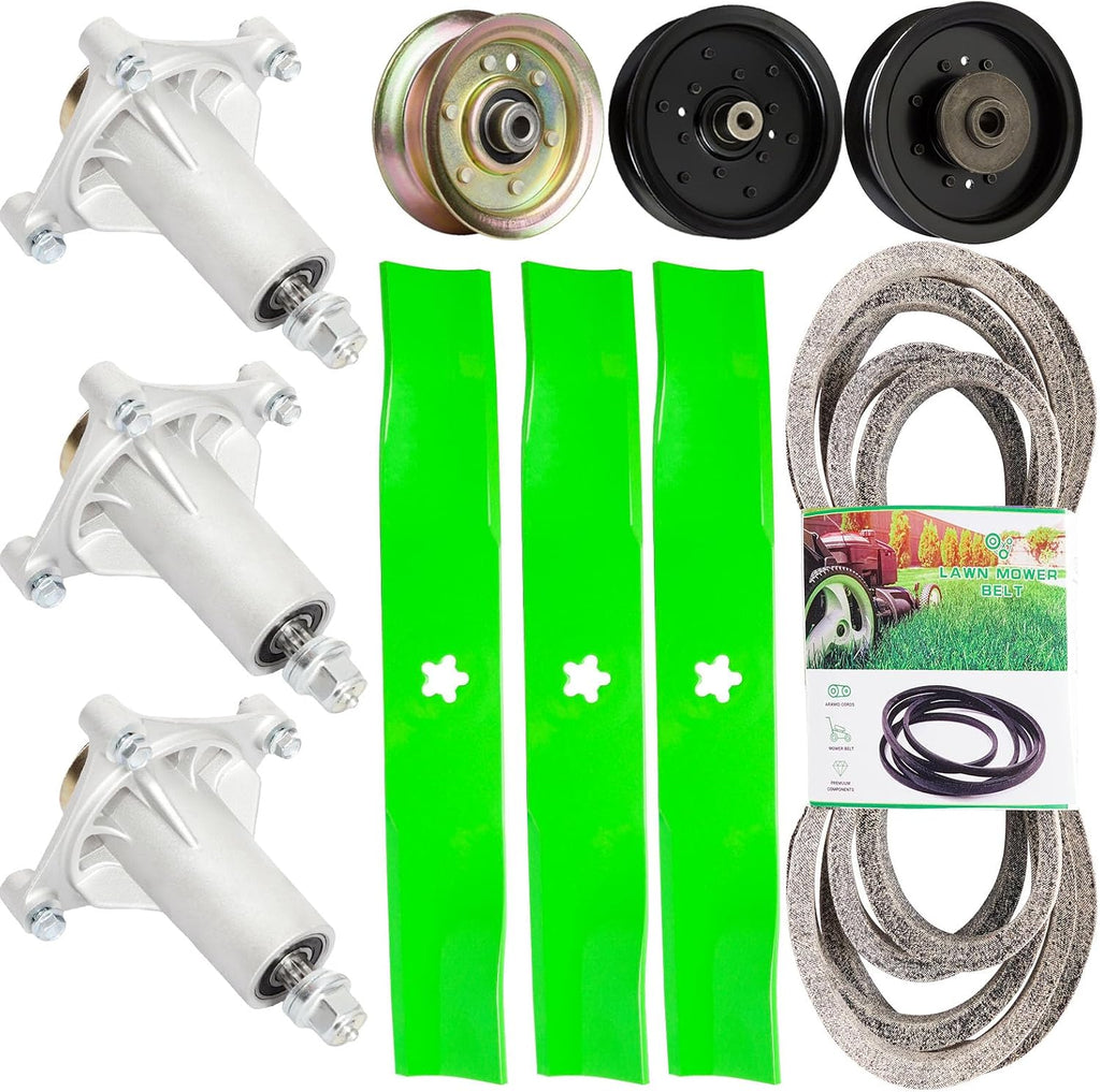 48 inch Rebuild Kit for Husqvarna YTH 2448 2348 22K48 23V48 1848XPT 2 Spindle 532187292 2 Blade 532173921 1 Idler 177968 1 Idler 196104 1 Idler 196106