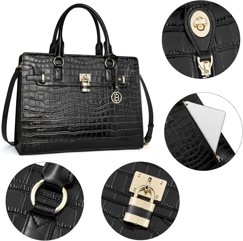 BOSTANTEN Briefcase for Women 15.6 inch Leather Laptop Bag Vintage Slim Lawyer Business Bag Stylish Work Purse