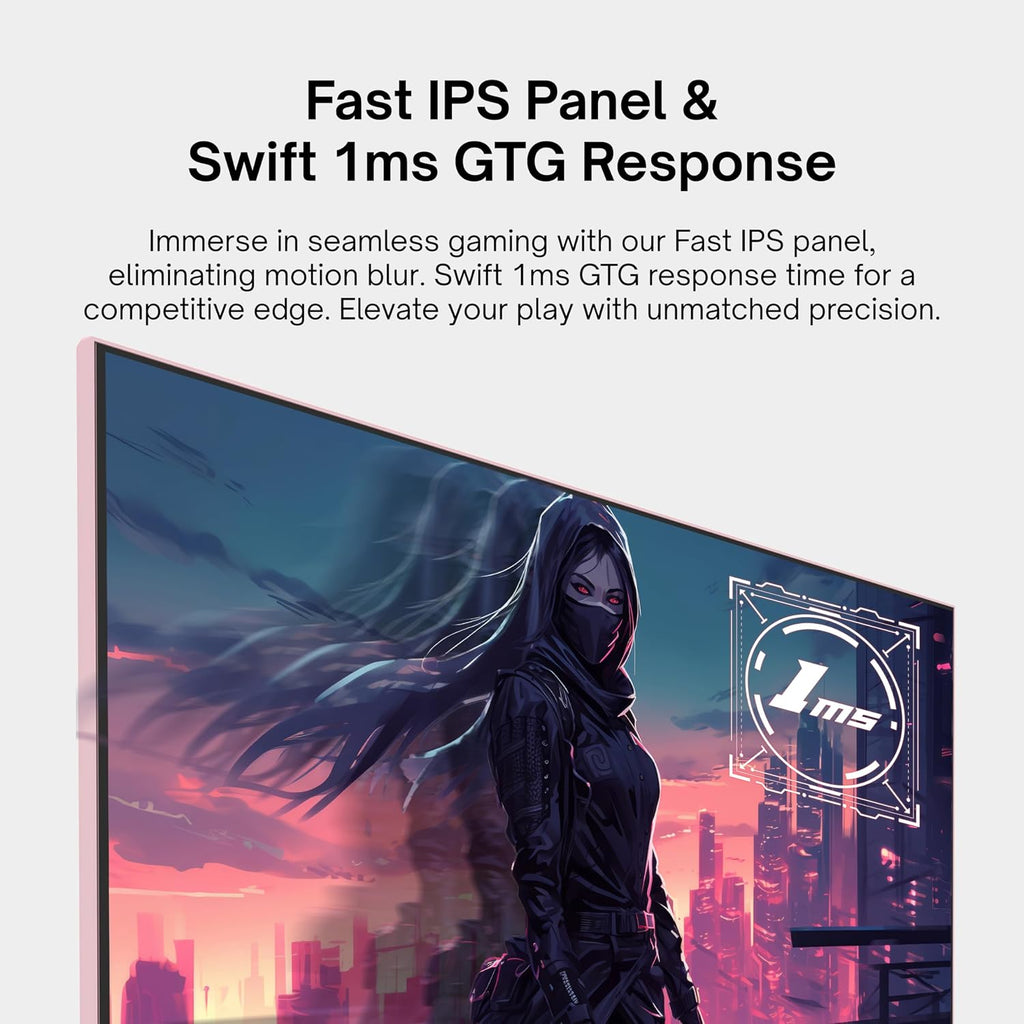 Pixio Two PX278 Wave Pink 27 inch 180Hz Refresh Rate FHD 1440p Resolution Fast IPS Panel 1ms GTG Response Time Gaming Monitor and PS1D Wave Pink Dual Monitor Arm - Fits up to 32 inches and 19.8lbs