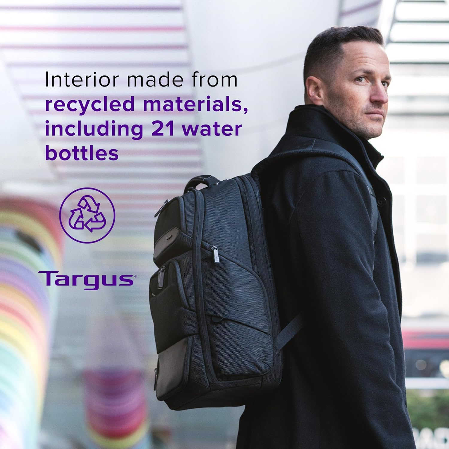 Targus 15-16 Inch Heritage Luxe Backpack, Professional Laptop Backpack with Padded Laptop Compartment, Ergonomic Shoulder Straps, Water-Resistant Fabric, Spacious Storage, Black (TBB656GL)