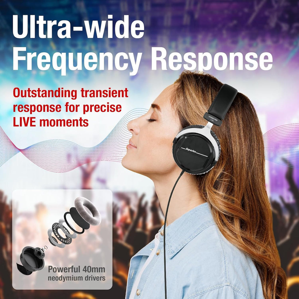 Superlux HD 660PRO, 32 ohms, Studio Recording Headphones Wired, Professional Closed-Back Headphone with HA4D 4-Channel Premium Headphone Amplifier