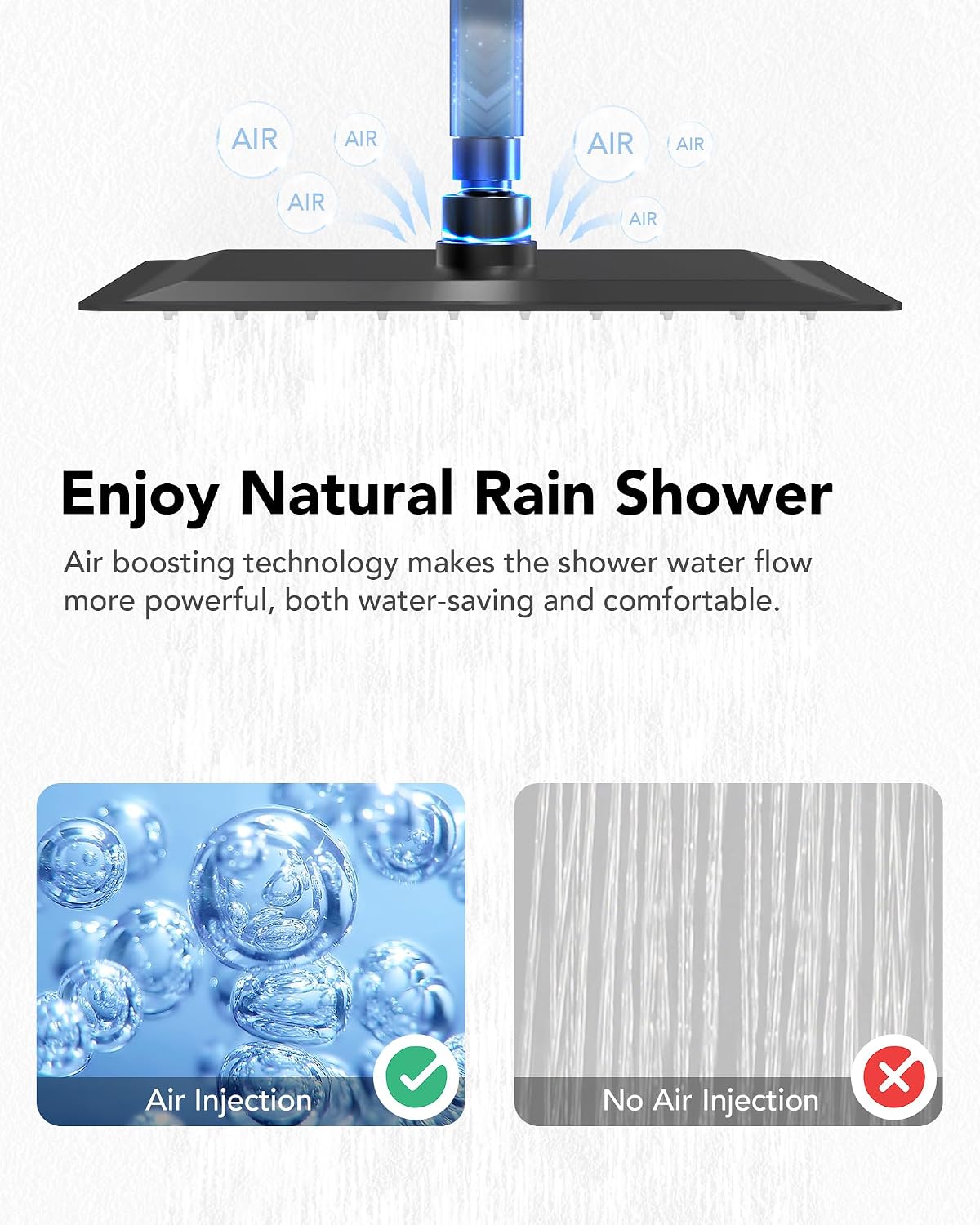 Dual Shower Heads Shower System: Aposhion Thermostatic Shower System - 16' & 6' Rainfall Shower Heads with Handheld Sprayer & 6 Body Massage Jets, Bathroom Shower Faucet Set with Valve, Matte Black