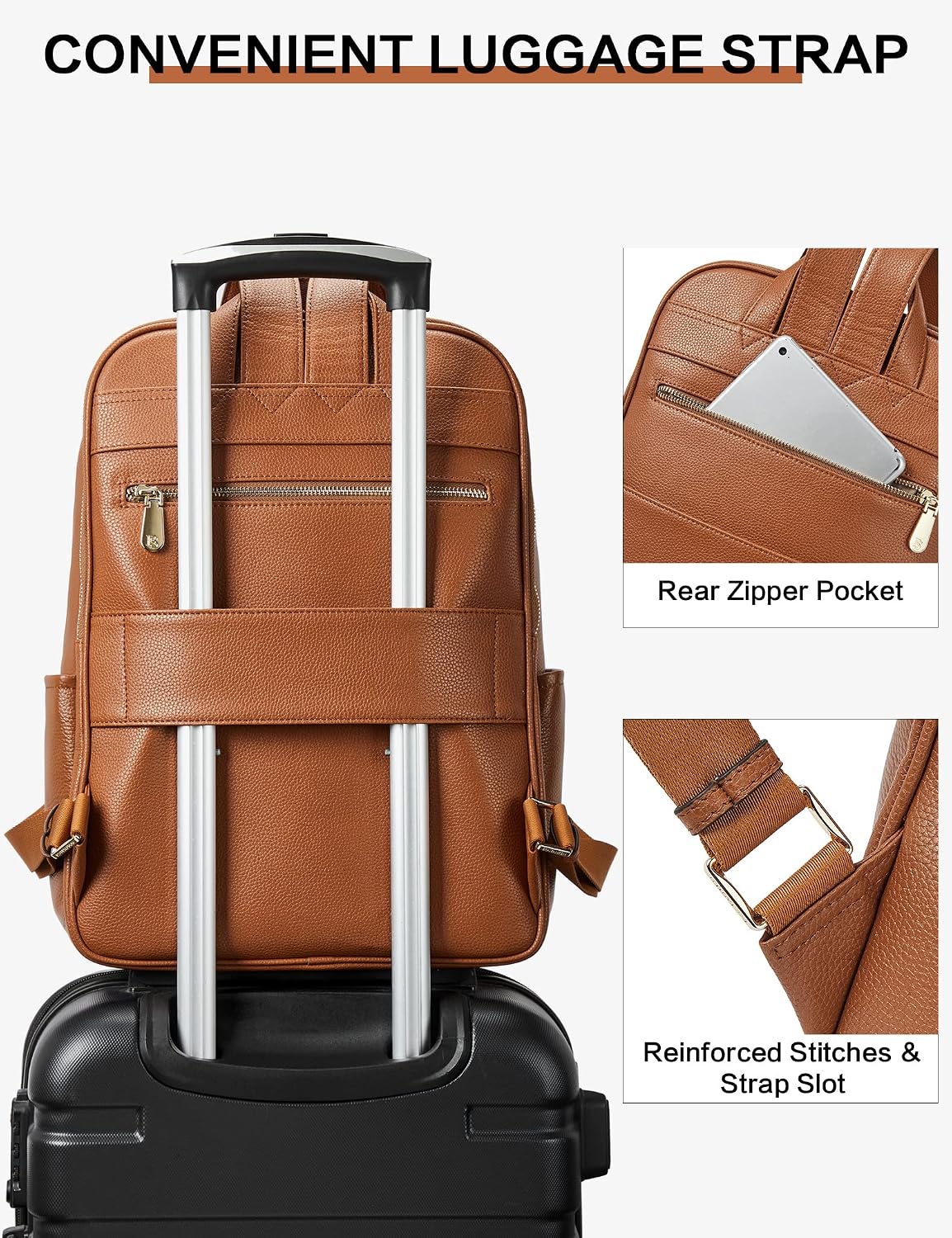 BOSTANTEN Genuine Leather 15.6 inch Laptop Backpack Purse for Women College Casual Backpack Travel Bag