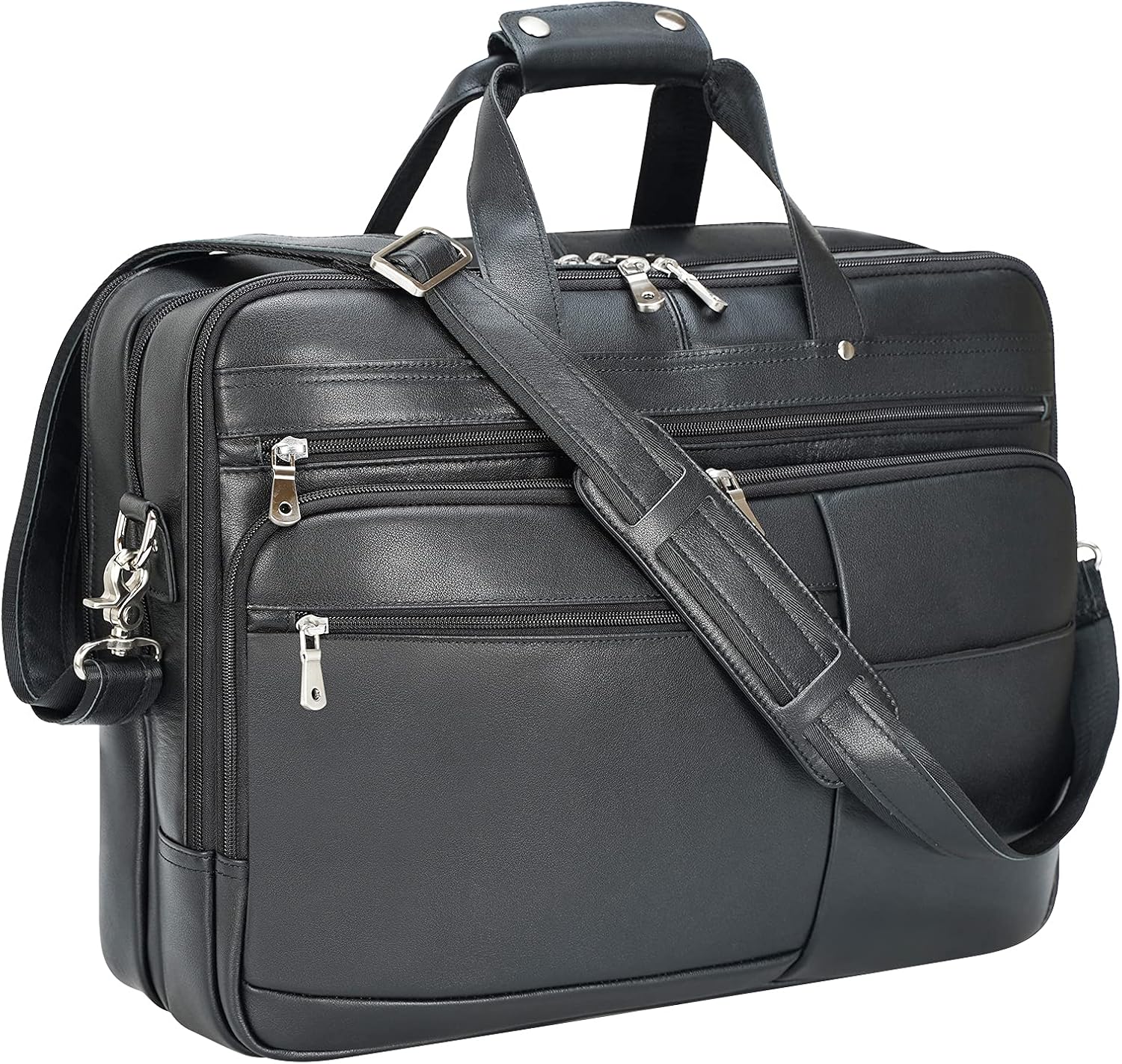 Polare X-Large 18' Full Grain Leather Briefcase For Men Business Travel Case Messenger Bag Fits 17.3' Laptop