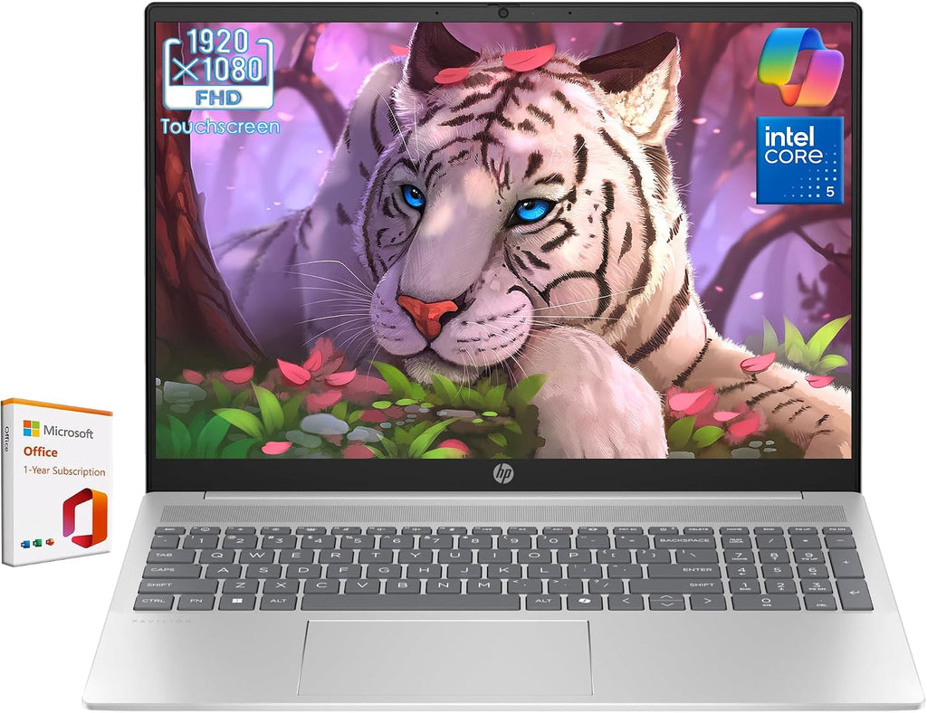 HP 15.6' Touchscreen Laptop, Intel Core 5 120U, FHD(1920 x 1080), 16GB DDR4-3200 MT/s RAM, 1TB PCIe SSD, Copilot PC, Wi-Fi 6, 720p Webcam, Windows 11 Home, w/Office 365