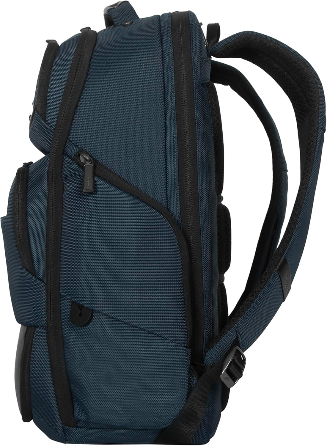 Targus HeritageLuxe Backpack 15-16' – Blue Laptop Bag with SafeSling Protection, RFID Pocket, USB-C Charging, Tracker Slot, Eco Fabric, Leather Accents - TBB65602GL