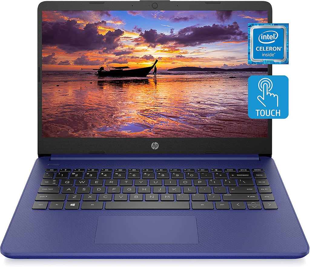 HP 14 Laptop, Intel Celeron N4020, 4 GB RAM, 64 GB Storage, 14-inch HD Touchscreen, Windows 11 Home, Thin & Portable, 4K Graphics, One Year of Microsoft 365 (14-dq0050nr, Indigo Blue)
