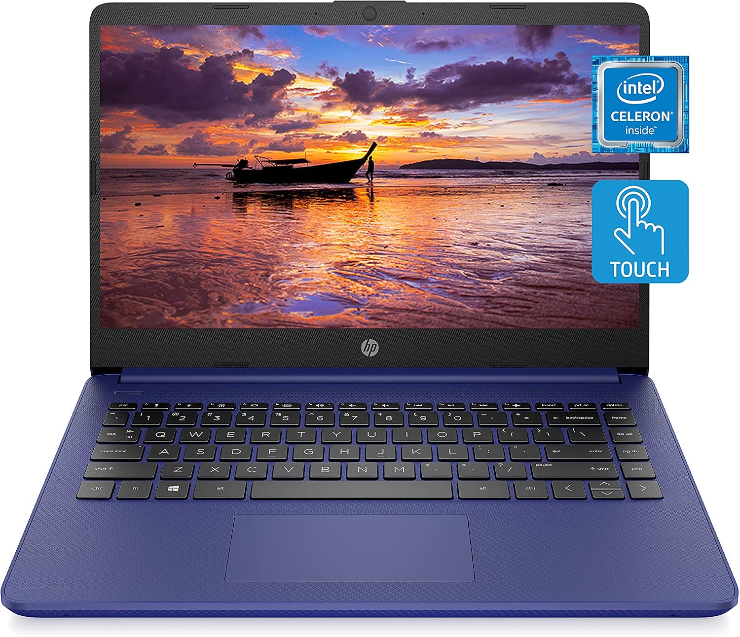HP 14 Laptop, Intel Celeron N4020, 4 GB RAM, 64 GB Storage, 14-inch HD Touchscreen, Windows 11 Home, Thin & Portable, 4K Graphics, One Year of Microsoft 365 (14-dq0050nr, Indigo Blue)