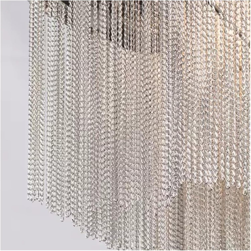 Modern Luxury Silver Gold Aluminium Chain LED Pendant Lamp Stair Pendant Hanging Light for Home Hotel Tassel Chandelier,Dining Light Fixtures