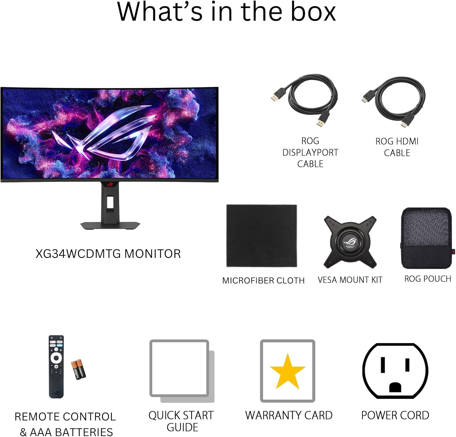ASUS ROG Strix 34' OLED Curved Ultrawide Gaming Monitor (XG34WCDMTG) – 240Hz, 0.03ms, FreeSync & GSYNC Compatible, WiFi 6, NVIDIA GeForce Now, Dolby Vision, Dolby Atmos