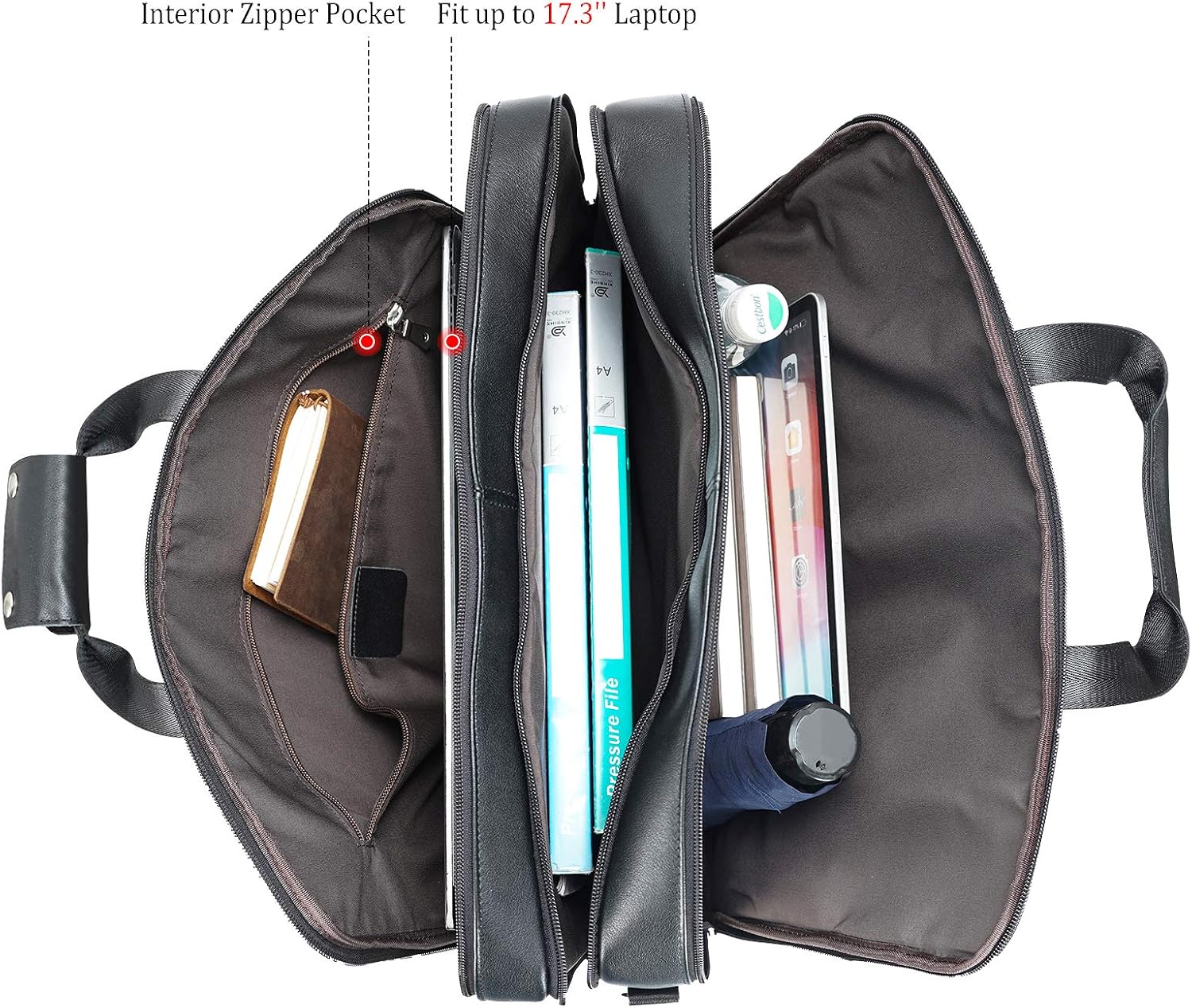 Polare X-Large 18' Full Grain Leather Briefcase For Men Business Travel Case Messenger Bag Fits 17.3' Laptop