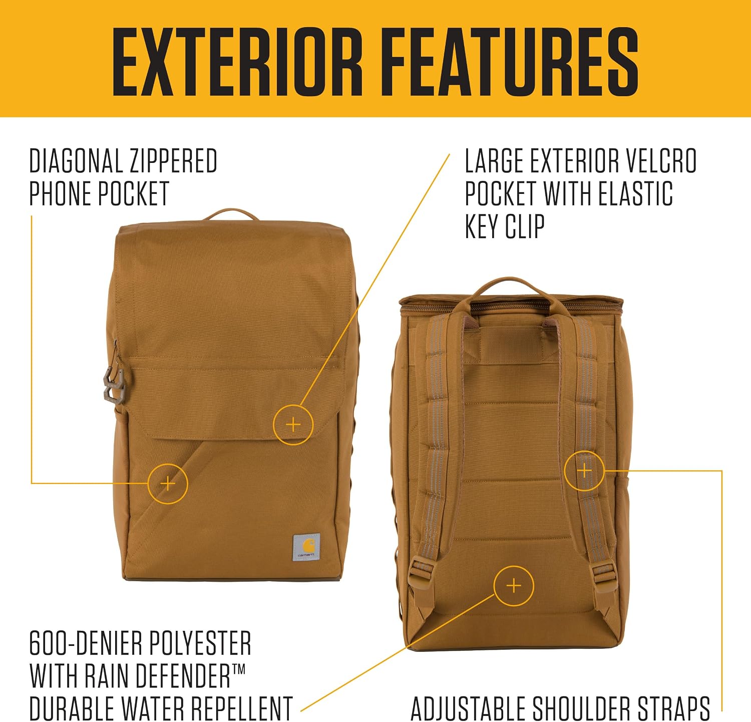 Carhartt 21L Top-Load Backpack, Durable Water Resistant Coated Canvas Base W/ 17' Laptop Sleeve, Black