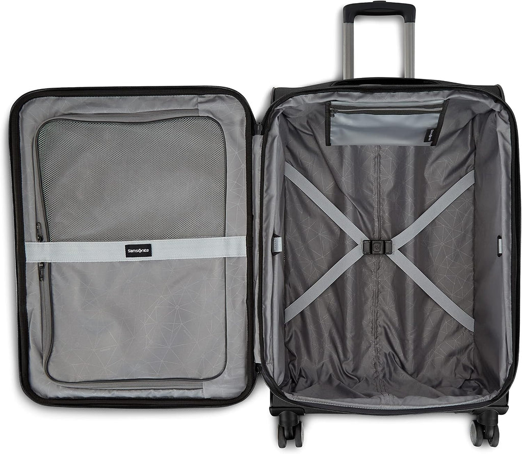 Samsonite Ascella 3.0 Softside Expandable Luggage with Spinners, Black, 2PC SET (Carry-on/Medium)