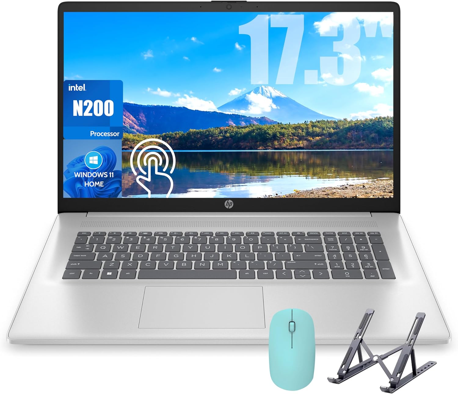 HP 17 Laptop, 17.3'' Touchscreen Display, Intel Quad-Core N200 Processor, 16GB RAM, 1TB SSD+128GB SSD, Webcam, Number Keypad, Windows 11 Home, Fatcayes Accessory, Warm Gold (Renewed)