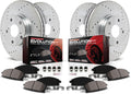 PowerStop Front and Rear Brake Kit for Honda Odyssey 2005-10 - Drilled and Slotted Disc Rotors with Carbon-Fiber Ceramic Brake Pads Replacement, K4044