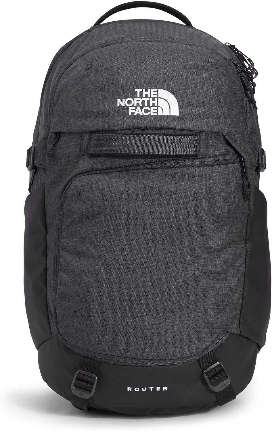 The North Face Router Everyday Laptop Backpack - Daypack, Water Repellent, Laptop Sleeve, Reflective Details, Asphalt Grey Light Heather/TNF Black-NPF, One Size