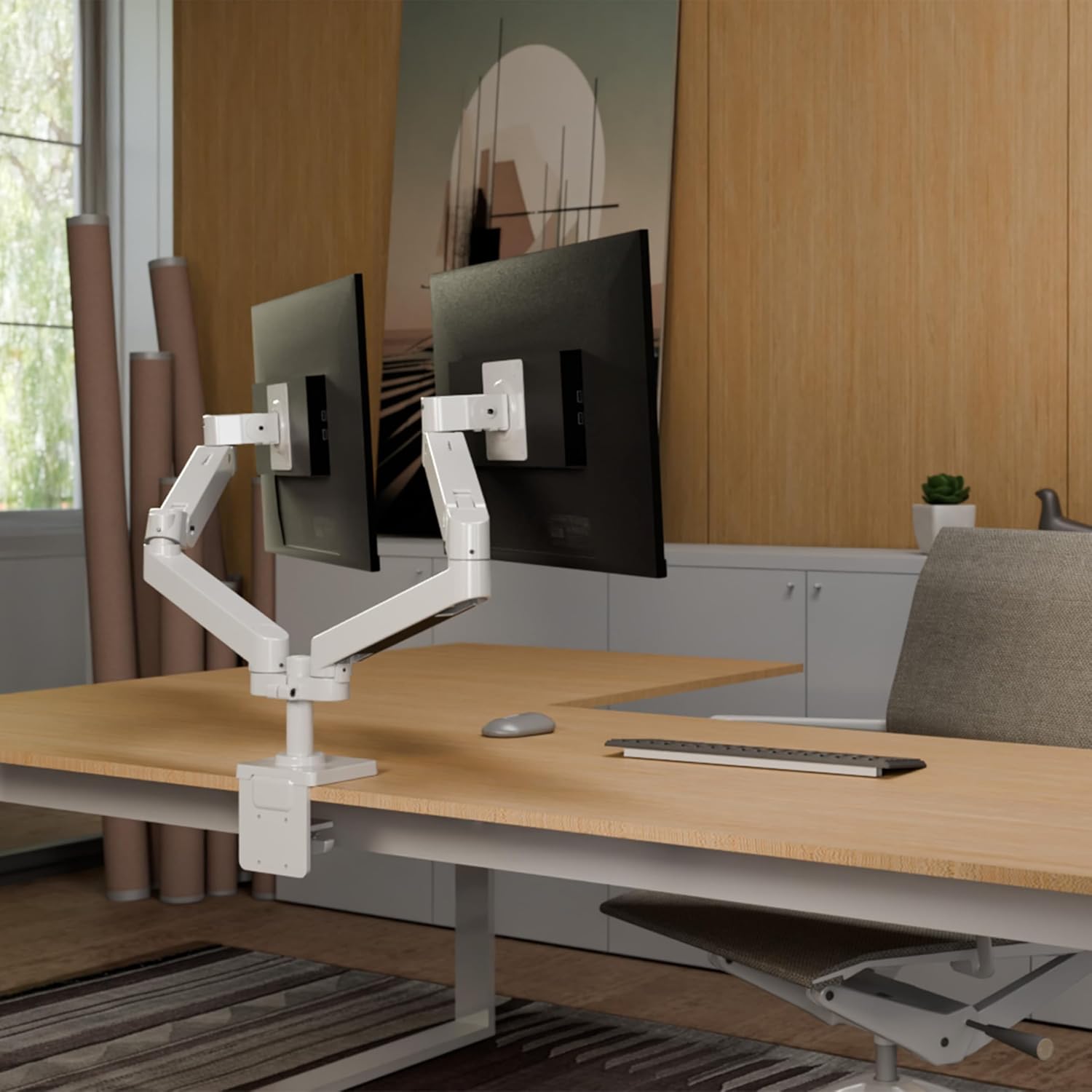Ergotron – Upgraded LX Pro Premium Dual Monitor Arm, VESA Desk Mount – for 2 Monitors Up to 27 Inches, 4 to 20 lbs Each – White