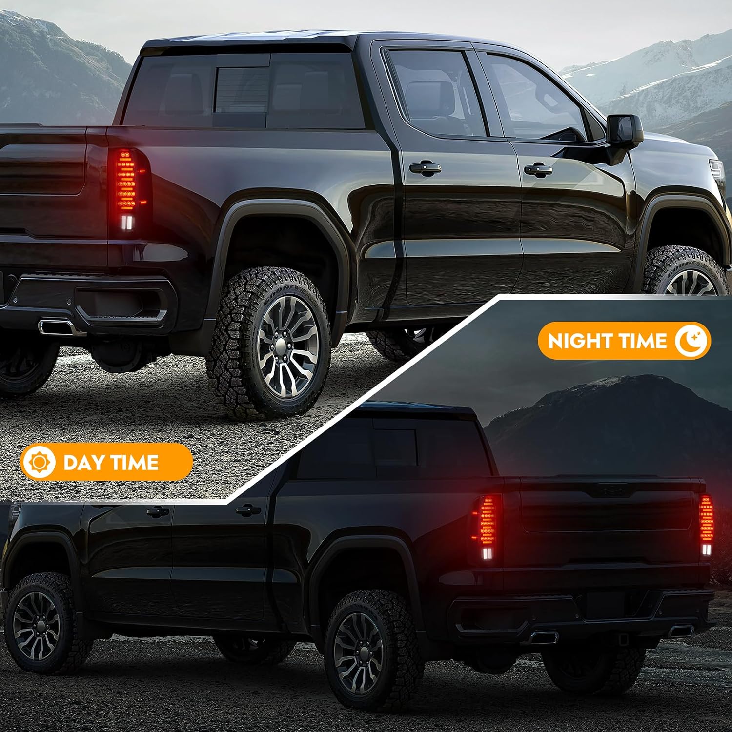 LED Tail Light Fit for Chevy Silverado 1500 2500HD 3500HD 2007-2013, for Silverado 2500 HD 3500 HD 2014, for GMC Sierra 3500 HD 2008-2014 with Dual Rear Wheel ONLY, Black Housing Smoke Lens