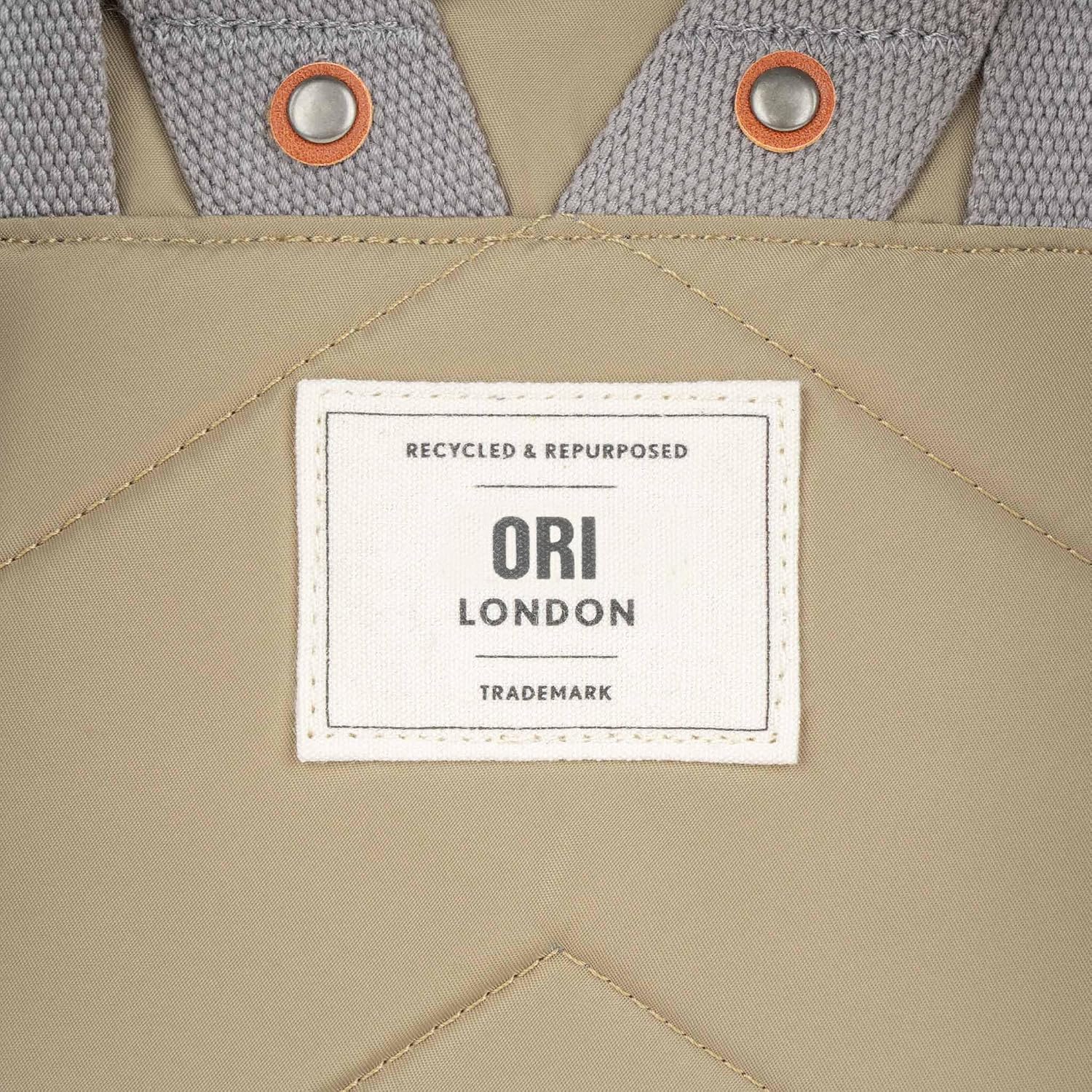 ORI LONDON Travel Backpack - Medium Nylon Rolltop Backpack for Men & Women with Multiple Pockets for Laptop, Phone, Keys, Wallet, Bottles - The Canfield, Taupe, 16.5x11.8x4.7'