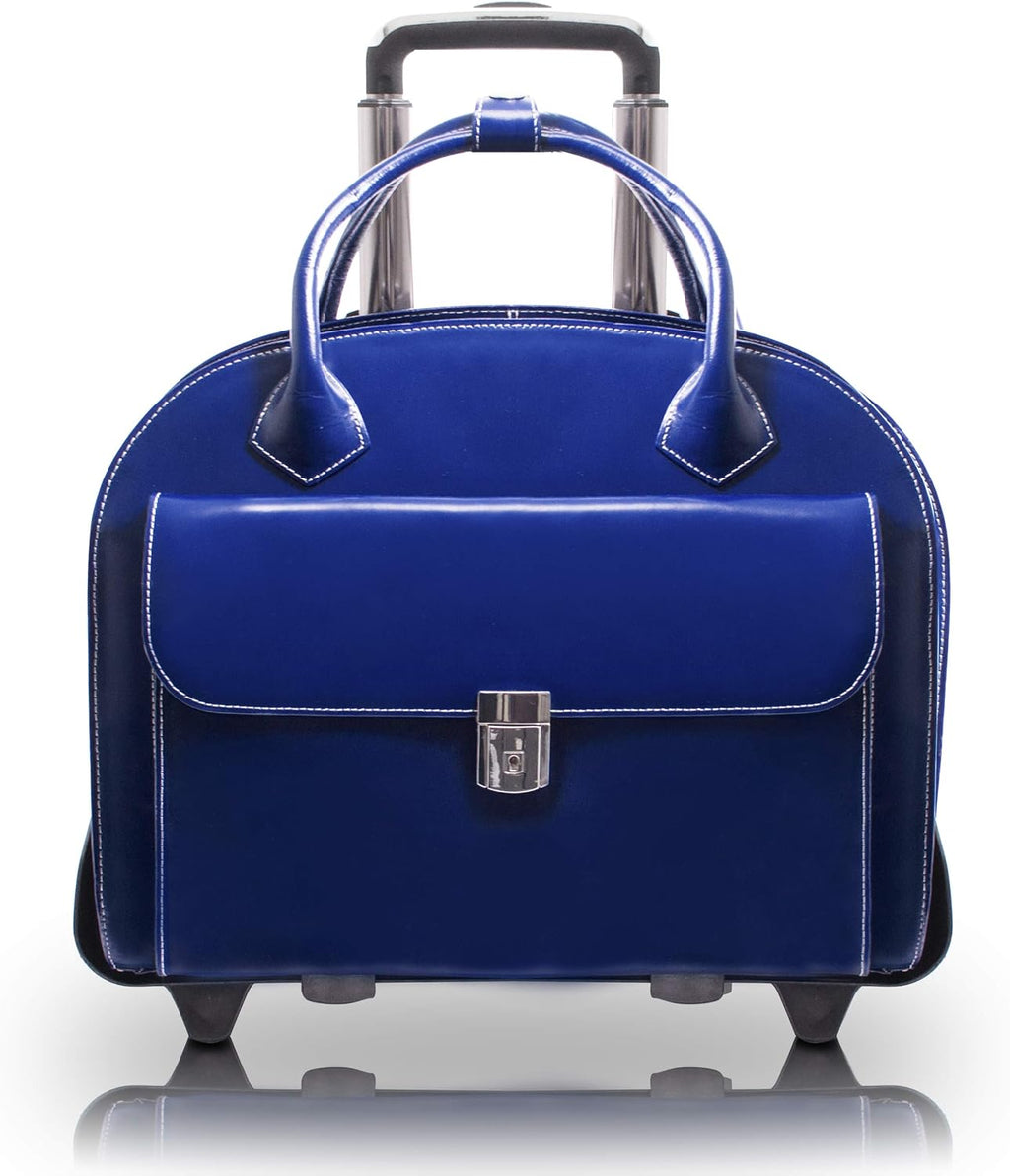 McKlein Glen Ellyn,15' Leather Detachable -Wheeled Ladies' Laptop/Computer & Tablet Business Briefcase Bag/Women's Rolling Overnight Travel Bag, Removable trolley case