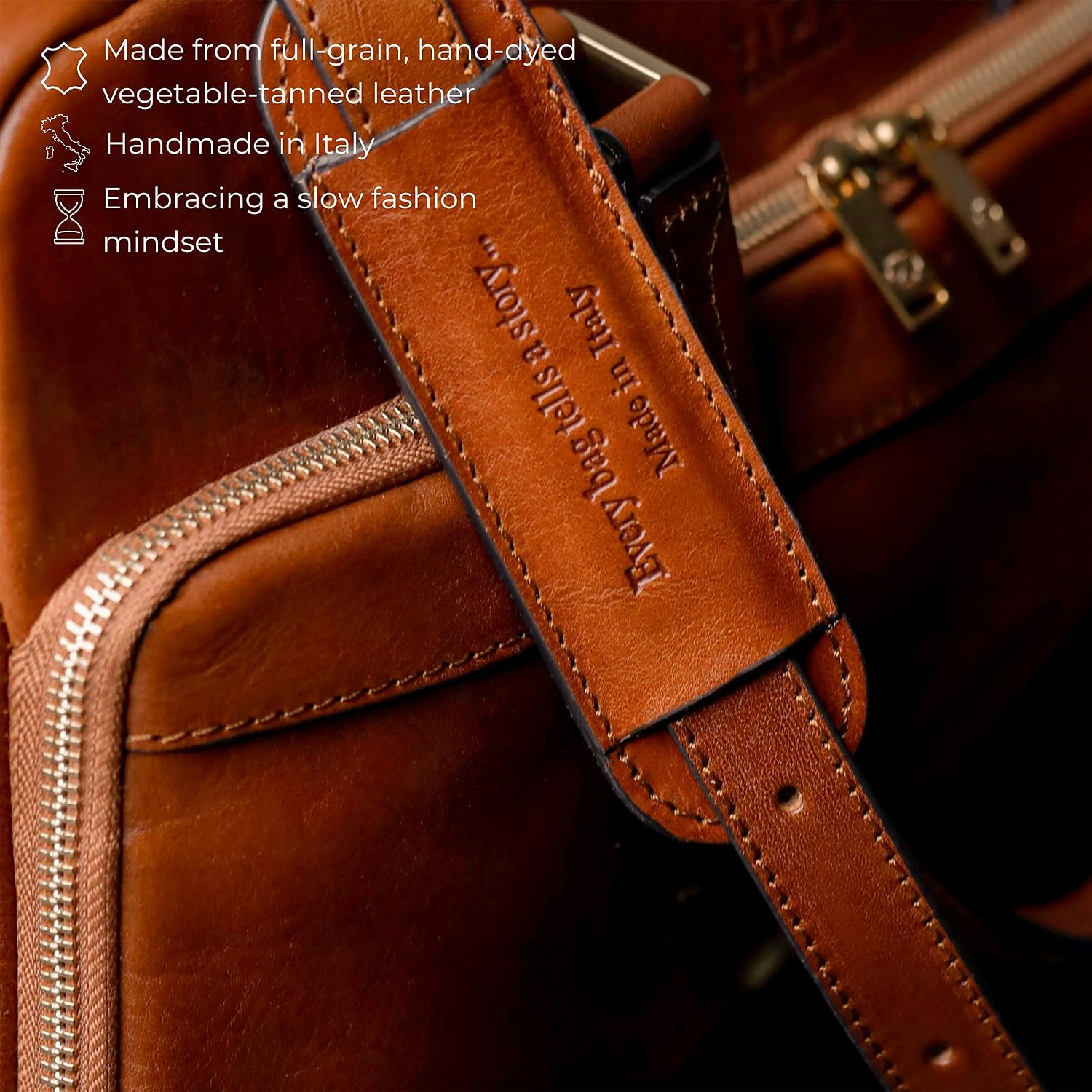 Time Resistance Leather Briefcase - Italian Handmade Leather Laptop Bag - Briefcase for Men and Women - Computer Bag