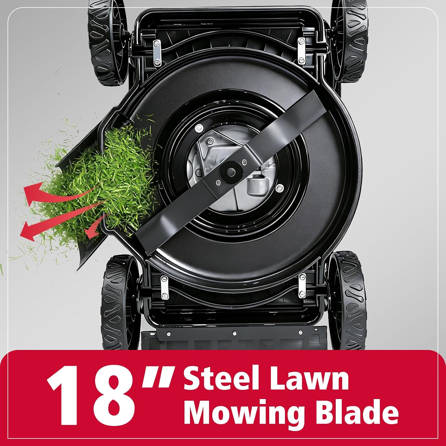 PowerSmart 18-Inch Gas Push Lawn Mower with 144cc OHV Engine, 2-in-1 Mulching Lawn Mower with Side-Discharge, 5-Positions Adjustable Cutting Height