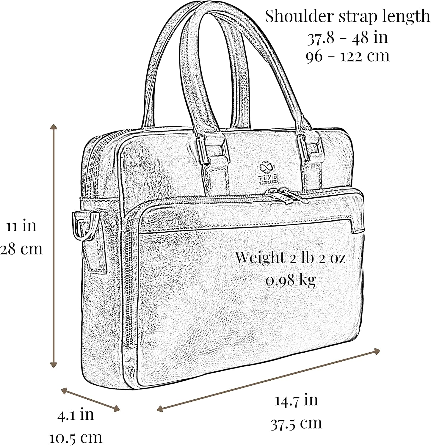 Time Resistance Leather Briefcase - Italian Handmade Leather Laptop Bag - Briefcase for Men and Women - Computer Bag