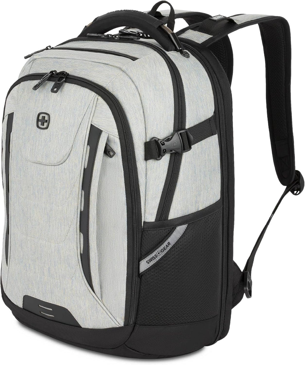 SwissGear Travel Tech Pro Laptop Backpack – Fits Laptops up to 16' – ScanSmart TSA-Friendly Backpack with Multiple Organizer Pockets – Grey Heather
