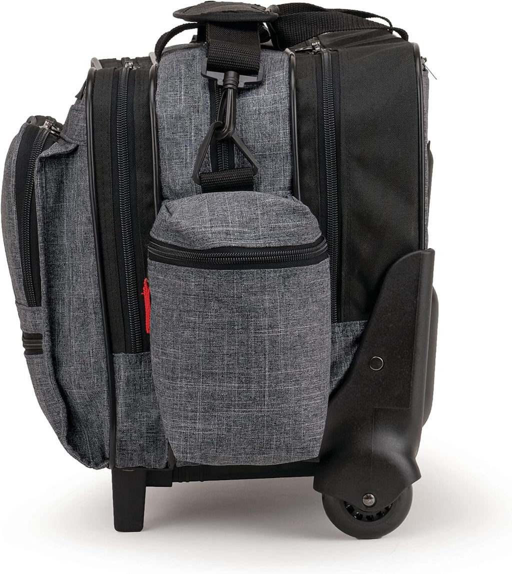 Hopkins Medical Products Travel Safe Rolling Travel Bag, Laptop Sleeve, Lockable File Pocket, Waterproof, Extra-Wide Wheels, Adjustable Strap, EZ-View Pockets, Heather Gray, 16 Inches x 13 Inches x 9
