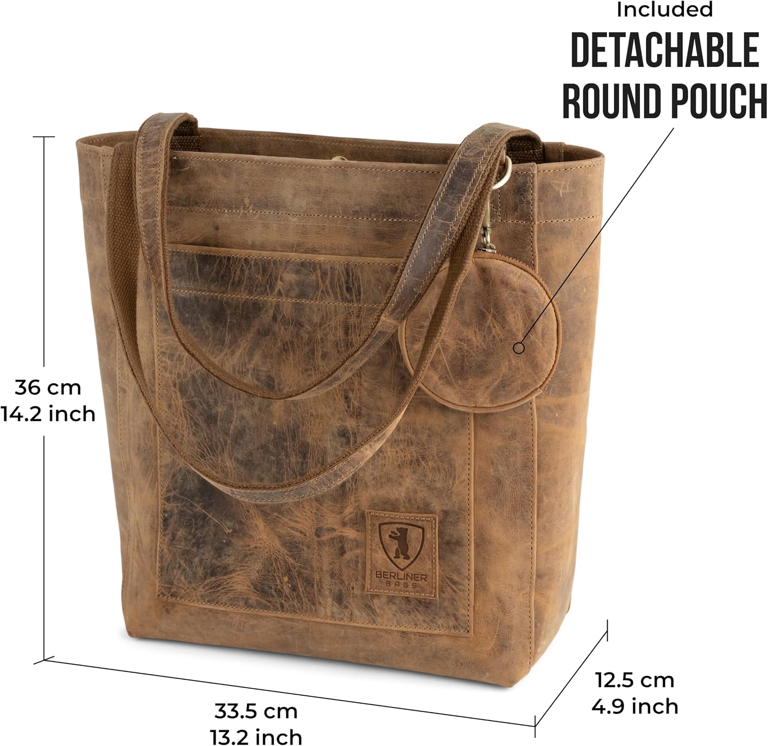 Berliner Bags Vintage Genuine Leather Tote Bag Seville, Handbag, Large Shopper for Women