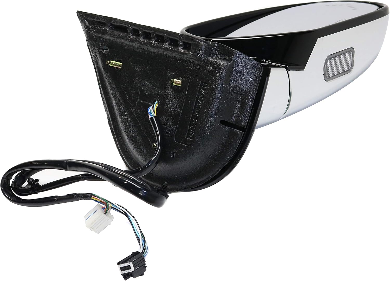 Kool Vue Passenger Side Power Heated Mirror for Cadillac Escalade ESV 2007-2014, Passenger Mirror Power Fold With Signal Light, Memory & Puddle Lamp, Without Blind Spot Monitor, Chrome
