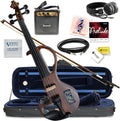 Electric Violin Bunnel Edge Outfit 4/4 Full Size Clearance (Dark Zebrano) — With Carrying Case and Accessories - Headphone Jack - Piezo Ceramic Pick-up by Kennedy Violins